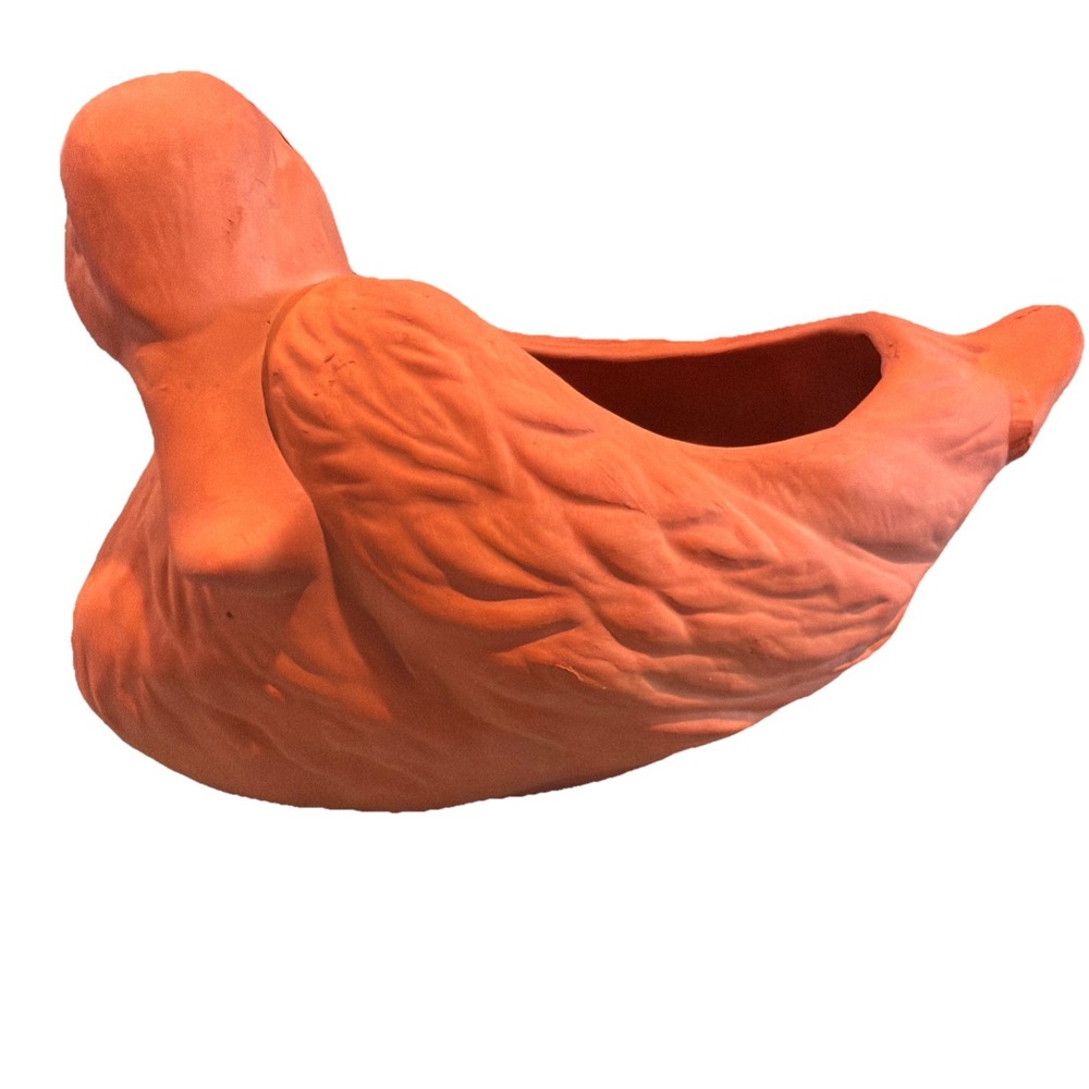 Vtg Terracotta Duck Mallard Planter 9" x 5"